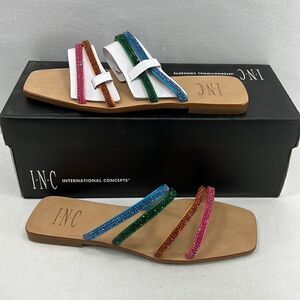 INC International Concepts Piera Strappy Sandals- Multi Crystals- Size 6.5- NIB